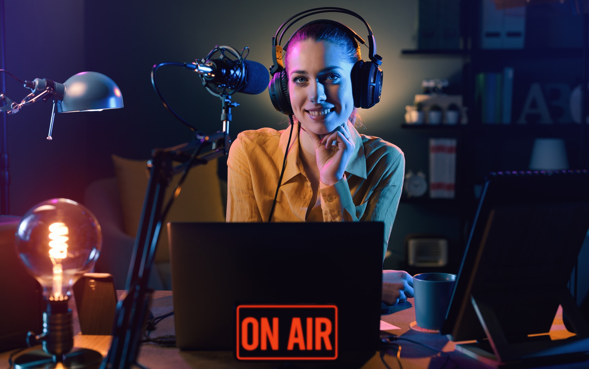 Broadcasting on air at the radio station