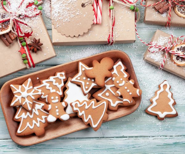 Christmas cookies and gift boxes